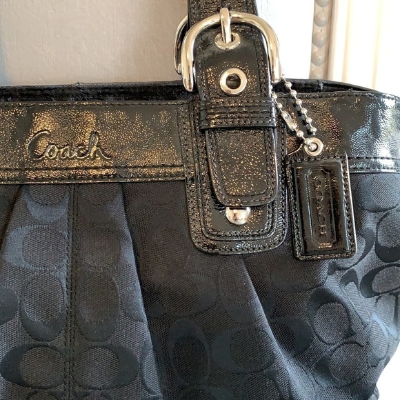 Coach Monogram Shoulder Tote bag signature black - Picture 2 of 16